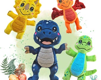 ITH Dinosaurs Big Pack 4 patterns, T-rex, Triceratops, Diplodocus, Pretodactyl, Machine Embroidery Files
