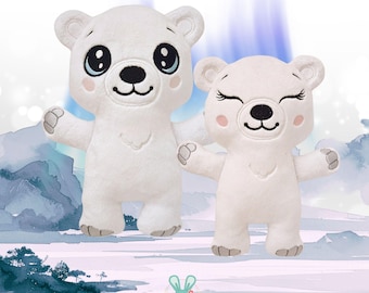 ITH Polar Bear Embroidery Design – Cuddly Toy Project, 6 Sizes (Embroidery Files & PDF Instruction)