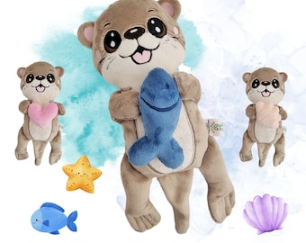 ITH Otter Stuffie Softie Pattern, cute baby otter sewing pattern up to 5 SIZES, Machine Embroidery Files In the hoop, with pdf tutorial