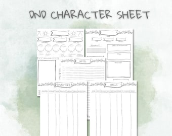 DnD character sheet I Dungeons & Dragons character sheet bundle I DnD spell sheet I DnD inventory sheet