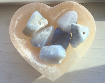 Blue Chalcedony Tumbles: Genuine Crystals
