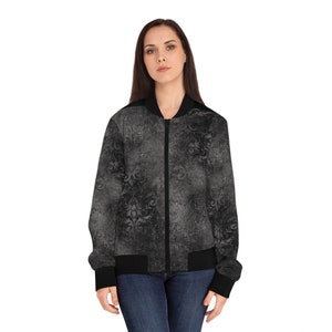 Women&#39;s Bomber Jacket  Cool Black Distressed Design (AOP)