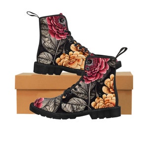 Whimsical Floral & Slightly Creepy Design Women&#39;s Canvas Boots