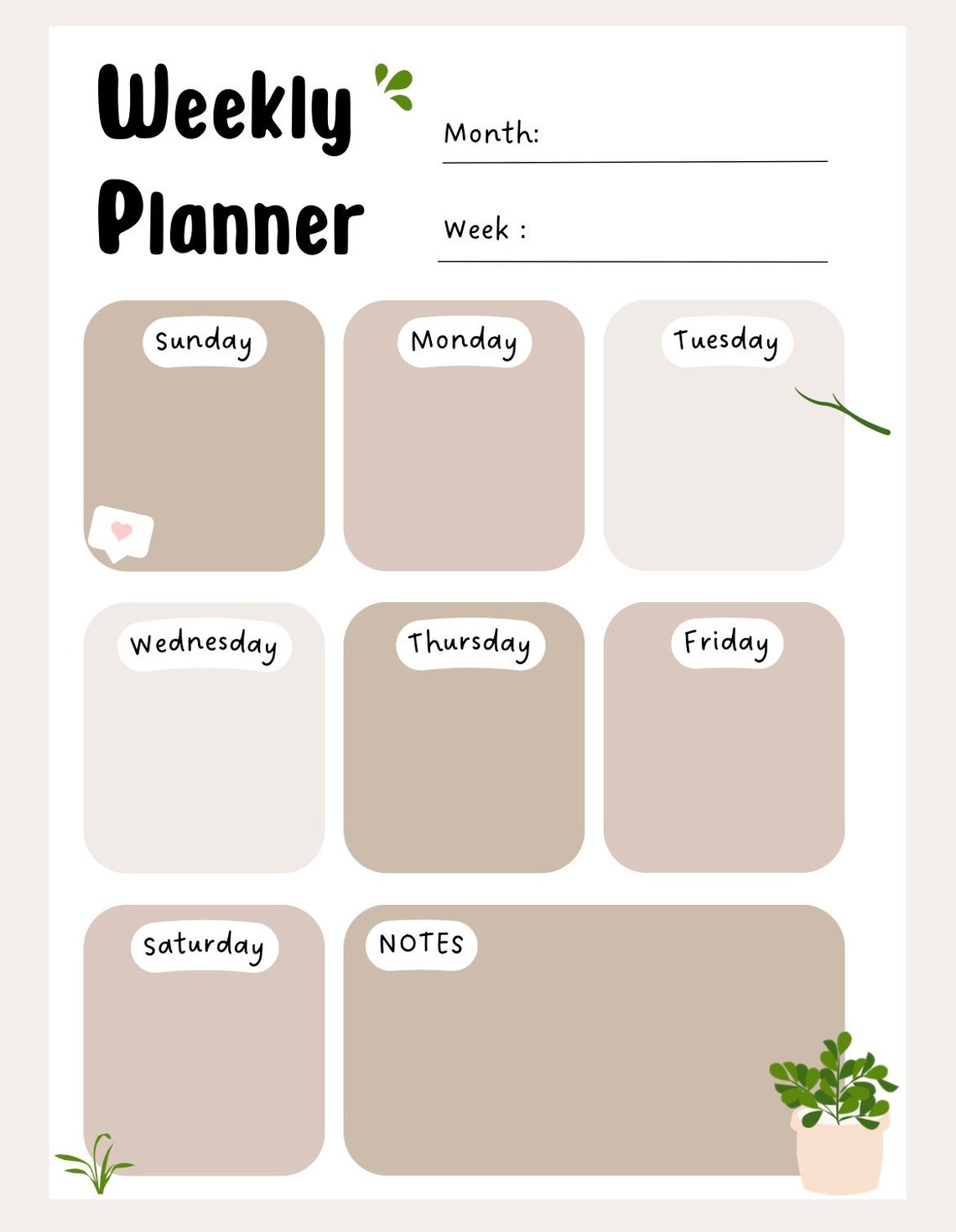 Pink Digital/printable Weekly Planner Pages Bundle 19 Sheets - Etsy