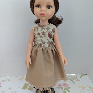 Handmade Doll Dress for 13-Inch Paola Reina | Floral Top & Rustic Skirt | Clothes for Paola Reina Doll
