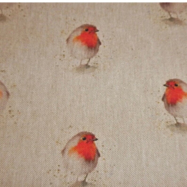 Robin Cushion Cover Linen Look Cotton Robin Bird With Multi Print