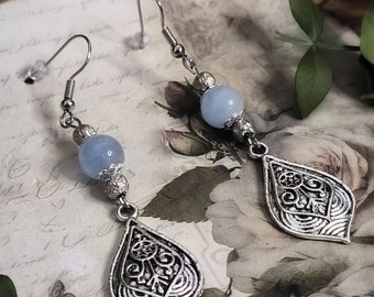 Celtic earrings | Viking jewelry | Mythology | Aquamarine beads | antique earrings