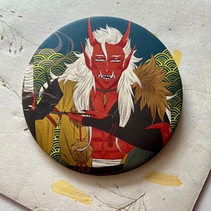 Oni Yokai Matte 3&quot; Pin Badge Button