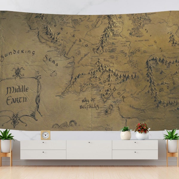 Herr der Ringe Karte Wandteppich Mittelerde FantasiekarteWandteppich im mittelalterlichen Wandteppich Wandkunst Karte Geschenk für Freund Herr der Ringe Wandteppich
