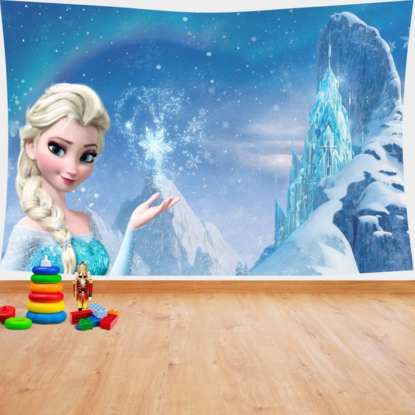 Frozen Elsa Tapestry Large Frozen Theme Wall Decoration Anime Wall Art Frozen Birthday Gifts Frozen Party Decor Christmas gift Anime Gift