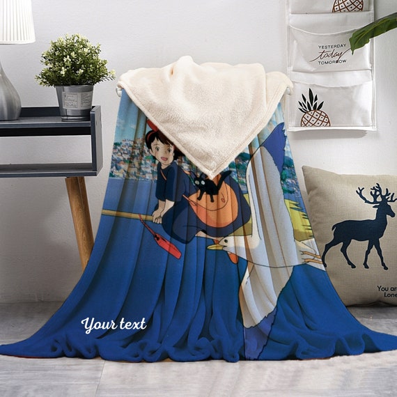 Kiki s Delivery Blanket Retro Blanket Studio Ghibli Flannel Blanket Throw Custom Baby Girl Blanket Anime Gifts Personalized Birthday Gifts Etsy