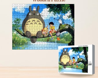 Cute Totoro Wooden jigsaw puzzle Studio Ghibli Gifts Hayao Miyazaki Anime Art Puzzle Lovers Gift Wooden Puzzle Adult Japenese Anime Gifts