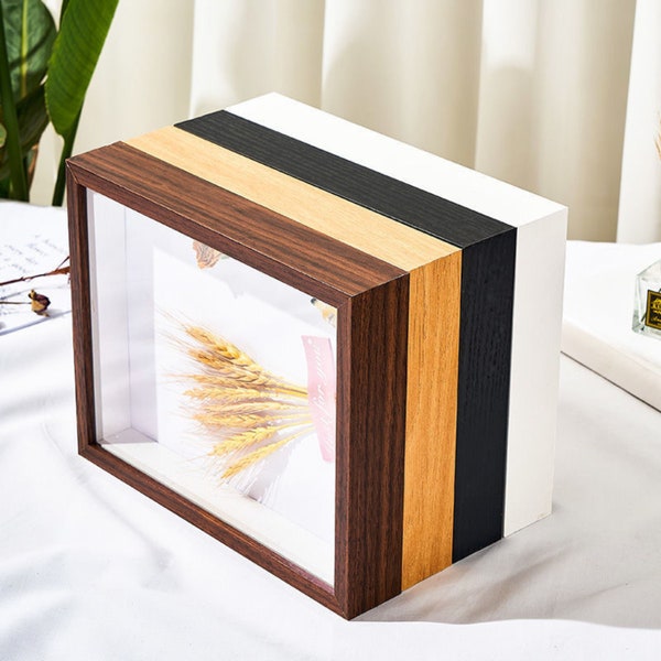 Boîte d'ombre de fleurs sèches bricolage 3D cadre photo en bois boîte de vitrine profonde pour cadre d'artisanat cadeaux personnalisés pour soeur