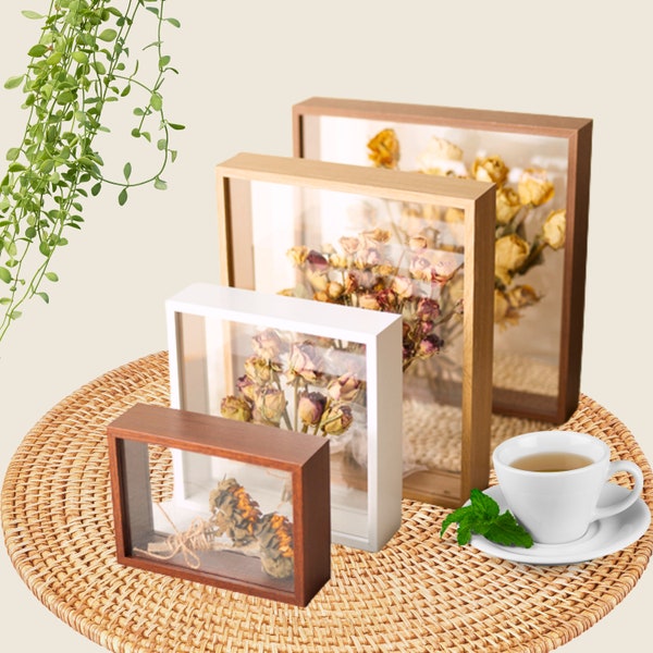 Boîte transparente transparente pour fleurs sèches, cadre photo 3D, cadre photo 3D, cadre photo en bois, vitrine pour travaux manuels, cadeaux personnalisés