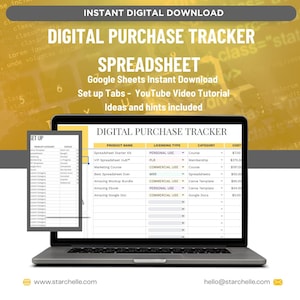 Spreadsheet digitale aankooptracker | Uitgaven- en verlanglijsten beheren | Abonnementen organiseren Trends analyseren voor slimmere winkelbeslissingen