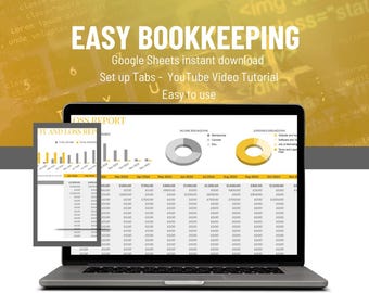 Easy Bookkeeping Spreadsheet Template | Customisable 24 Expense 15 Income Categories | Dashboard with Charts | Small Biz & Freelancers