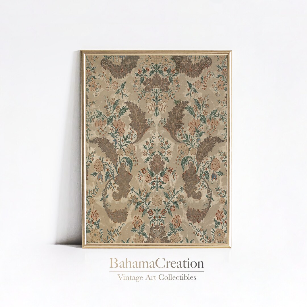 Tenture Murale Brodée Main Vintage - Motif Floral En Coton - 109x69 Cm - Fusion Furnishing