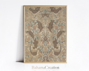 Vintage Textile Wall Art | Antique Tapestry Print | Neutral Textile Wall Hanging | Eclectic Wall Art Print | Farmhouse Home Decor PRINTABLE