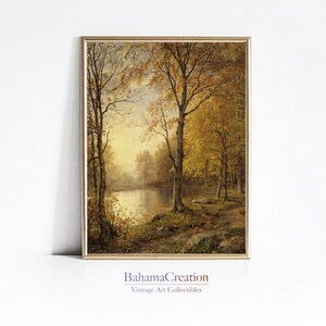 Impresión artística rústica antigua de otoño / Pintura al óleo de paisaje otoñal vintage / Arte vintage IMPRIMIBLE / Decoración de pared con paisaje campestre melancólico IMPRIMIBLE