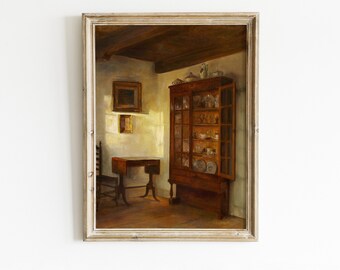 Moody Still Life Painting | Cottage Core Decor Painting | Vintage Print Moody Wall Art | French Farmhouse Home Decor PRINTABLE Wall Art