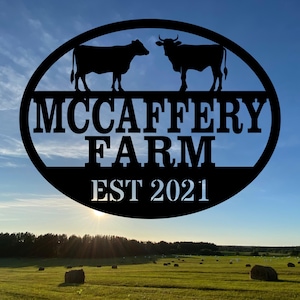 Personalized Metal Cow Farm Sign | Custom Metal Ranch Name Sign | Personalized Farmhouse Cow Sign | Farmhouse Decor | Custom Metal Sign