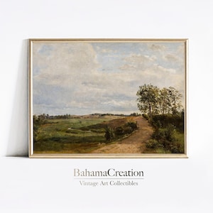 FAMOUS Antique Sage Green Landscape Painting | PRINTABLE Digital Art | Antique Wall Art | 18th Century Wall Art | Rustic Country Wall Art