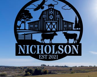 Personalized Farmhouse Metal Name Sign | Custom Outdoor Metal Sign | Family Name Farm Sign | Farmhouse Decor | Farmer Gift | Metal Wall Art