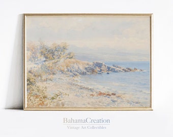 Neutral Seascape Painting Art Print | Pastel Coastal Beach House Decor | Coastal Wall Art | Fine Art Prints | Beach Cottage Decor PRINTABLE