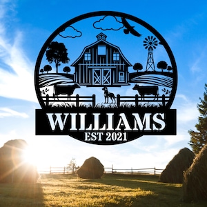 Custom Metal Farm Barn Sign | Personalized Metal Name Sign | Family Farm Sign | Gift For Farmer | Custom Metal Signs | Farmhouse Decor