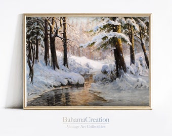 冬の風景雪の絵画 / 自然アートプリント / ダウンロード可能な印刷可能