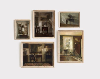 Moody Antique Victorian Gallery Wall Prints Set Of 5 | Antique Oil Painting | Vintage Art Prints | Neutral Wall Art PRINTABLE DOWNLOAD
