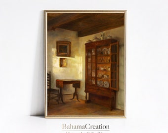 PRINTABLE Moody Still Life Painting | Cottage Core Decor Antique Oil Painting | Vintage Print Moody Wall Art | French Farmhouse Home Decor