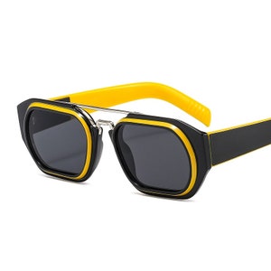 tortoise eyeglass, frame Blue lens, Orange Yellow Tinted Lens, Square Sunglasses, Vintage Glasses, Double Bridge Frame, Vintage Sunglasses