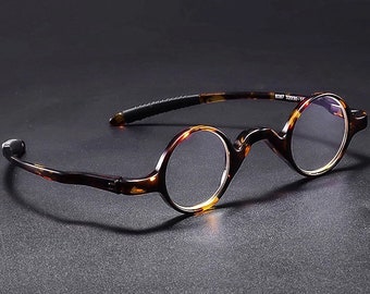 Mini Runde Lesebrille, runde Brillen Brillen, elegante Gläser, runde Lesebrille, Tortoise Rahmen Gläser, flexibler Rahmen