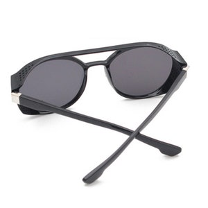 Lunettes de soleil polarisées Rivet Punk uniques, marque de luxe pour femmes, cadre de bouclier noir, lunettes de soleil rondes, nuances Hip Hop féminines image 2