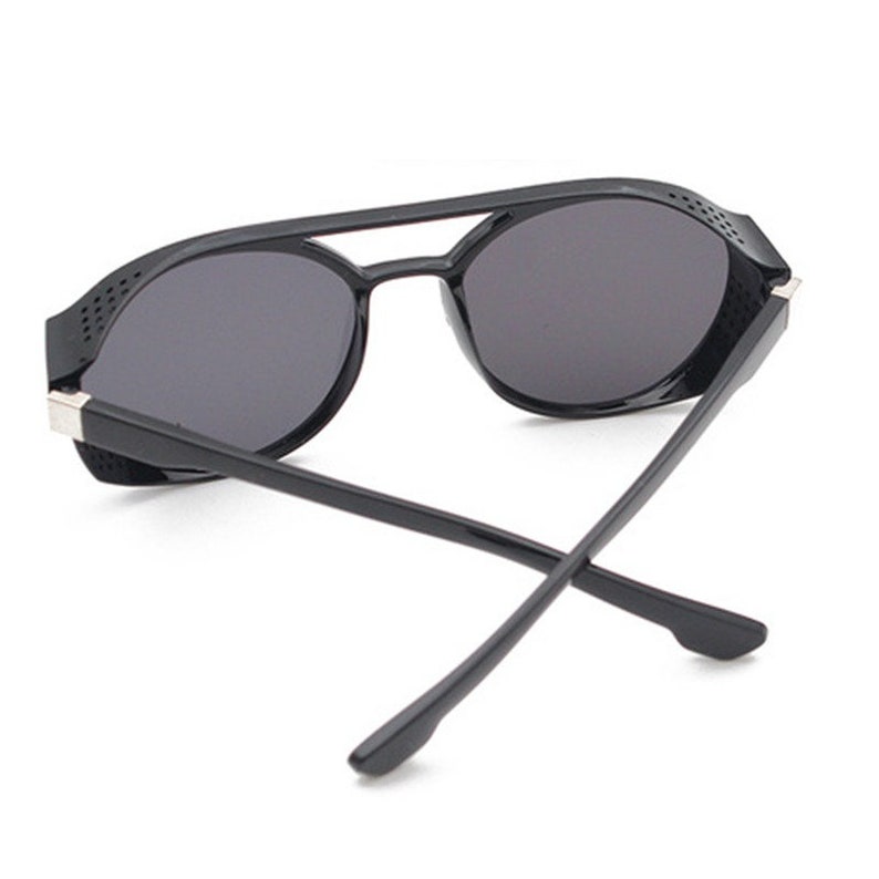 Unique Rivet Punk Polarized Sunglasses, For Women Luxury Brand, Black shield Frame, Round Sun Glasses, Female Hip Hop Shades image 2