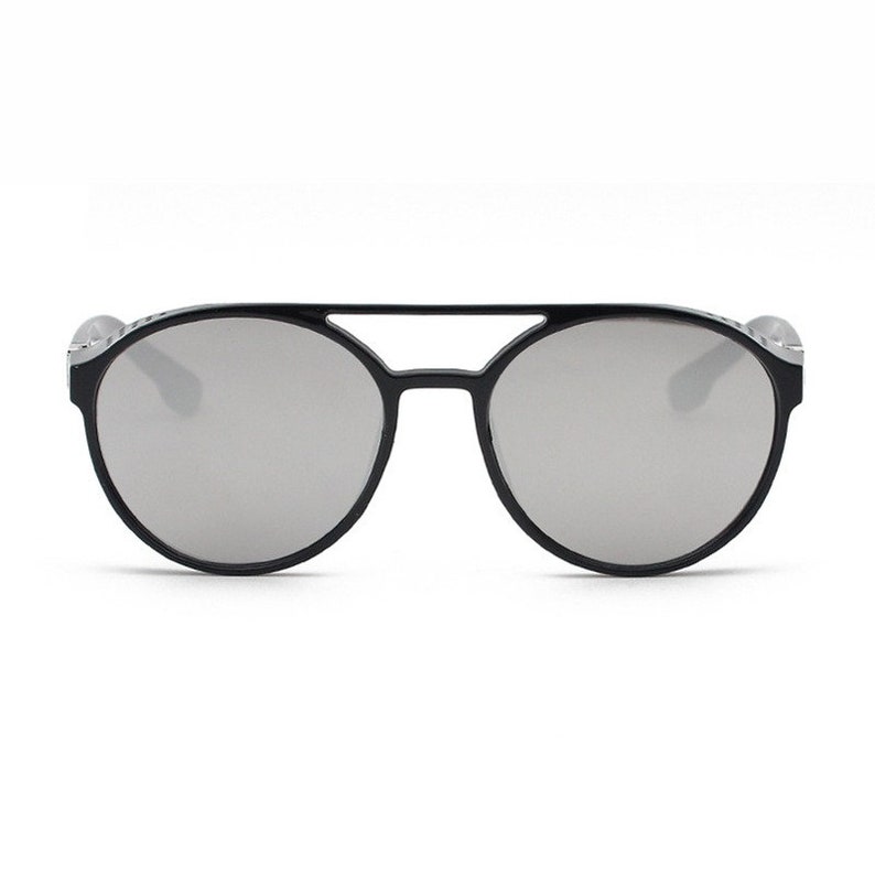 Lunettes de soleil polarisées Rivet Punk uniques, marque de luxe pour femmes, cadre de bouclier noir, lunettes de soleil rondes, nuances Hip Hop féminines Argent