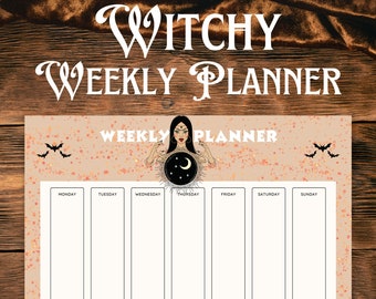 Witchy Weekly Planner Printable, Gothic Wiccan Design (PDF)