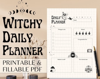 Witchy Daily Planner, Printable Gothic Planner (PDF)