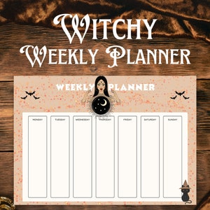 Witchy Weekly Planner Printable Gothic Planner Witch Planner, Wiccan Planner, Goth Planner, Downloadable Planner, Witchy Journal