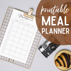 Minimal Weekly Meal Planner Printable Meal Tracker Food Journal, Meal Planner Pdf, Weekly Food Planner, Menu Plan, Diet, Fitness, Health