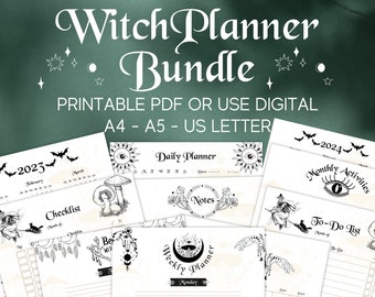 Gothic Witchy Daily Weekly Monthly Planner Printable Pages 2023-2024 Calendar, To Do List, Witch Planner, Spooky Planner, Goth Planner