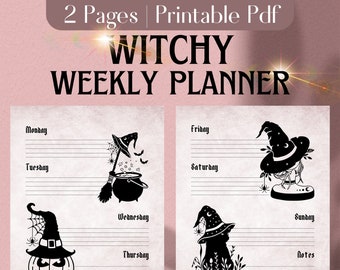 Gothic Witchy Weekly Planner, A4 A5 Letter (Printable PDF)