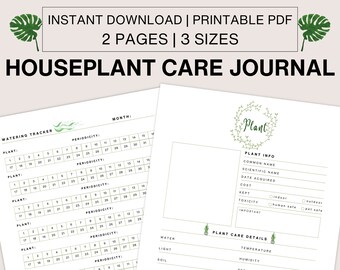 Plant Care Tracker Printable Watering Planner Template, Houseplant Info Sheet, Watering Calendar, Monthly Plant Care Watering Schedule