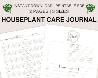 Plant Care Journal Printable, Watering Tracker (Digital Download)