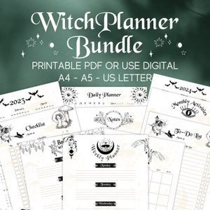 Gothic Witchy Daily Weekly Monthly Planner Printable Pages 2023-2024 Calendar, To Do List, Witch Planner, Spooky Planner, Goth Planner