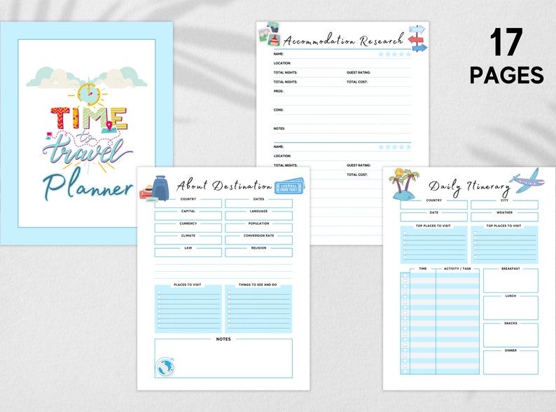Printable Travel Planner, Vacation Itinerary, Cruise Planner (digital ...