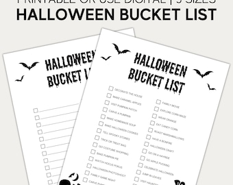 Spooky Minimal Halloween Bucket List Printable Halloween Activities, Bucket List, Halloween To Do List, Halloween Printable, Happy Halloween