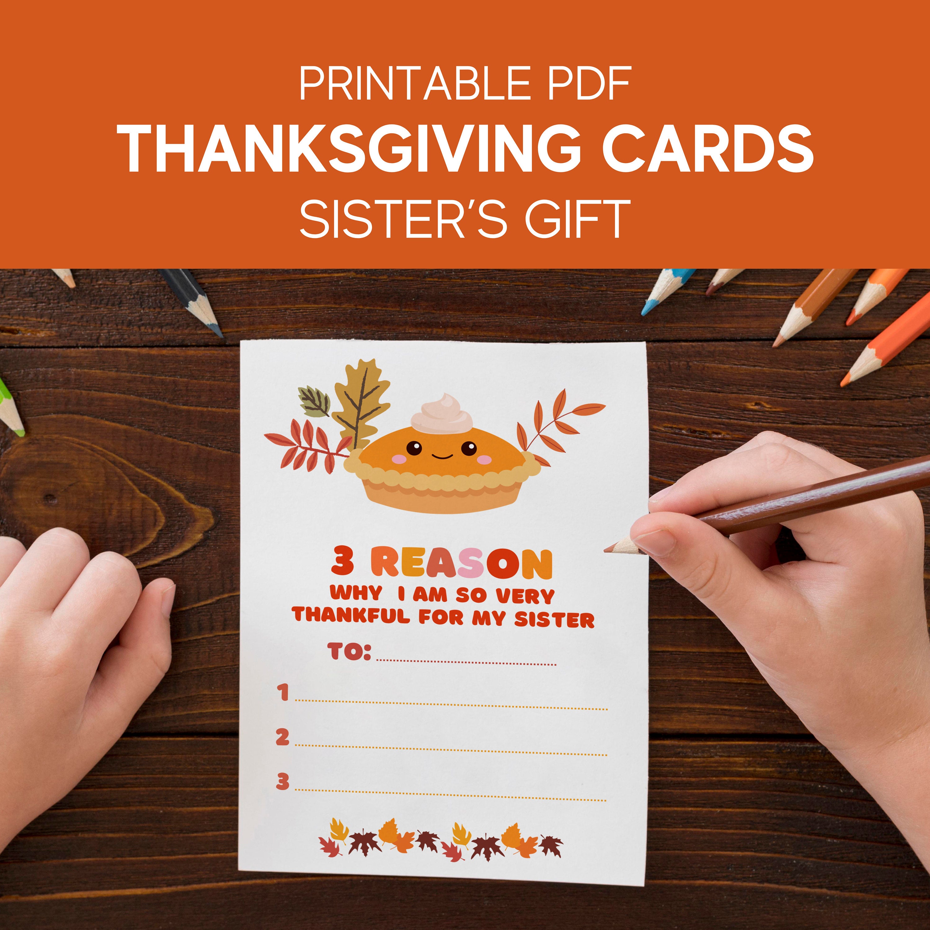 Sister Cute Thank You Card Thanksgiving Card, Thanksgiving Sister Gifts ...