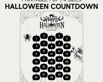 Halloween Countdown Calendar Printable Halloween Wall Art, Halloween Activities, Spooky Decor, October Calendar, Halloween Advent | 4 SIZES